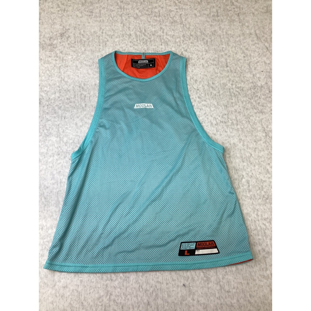 Moolah‎ Kicks Womens Mesh Practice Top Aqua Red Basketball Jersey 223001 L NWOT